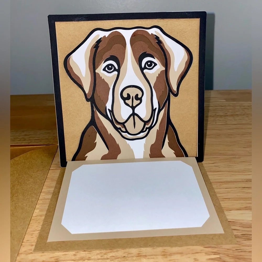 3D Chocolate Labrador Dog Blank Greeting Card with Matching Envelope
